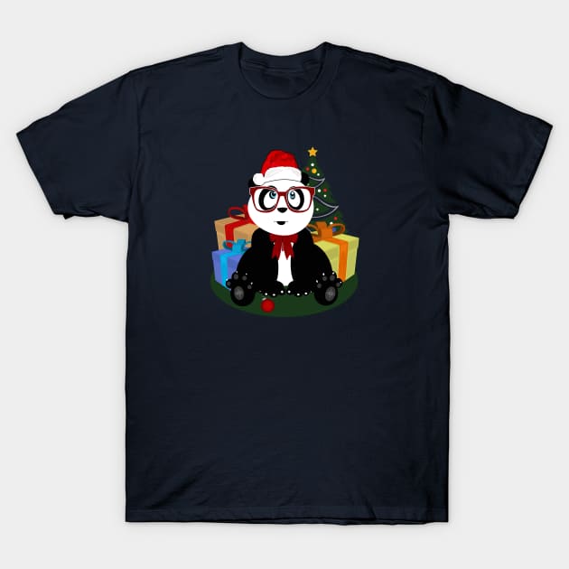 Panda Nerd - Christmas T-Shirt by adamzworld